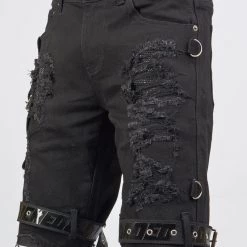 LOCKED & LOADED LNL Shorts - Strapped W/ Crystals - Black - LDS421103