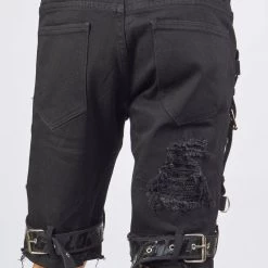 LOCKED & LOADED LNL Shorts - Strapped W/ Crystals - Black - LDS421103