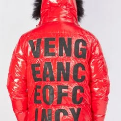 Vengeance78 Puffer Jacket - Vengeance Of Cincy - Red And Black