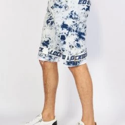 LOCKED & LOADED LNL Shorts - Strapped Denim - Acid Wash With White And Blue - LLDS421101