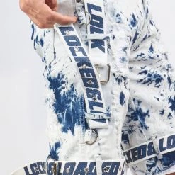 LOCKED & LOADED LNL Shorts - Strapped Denim - Acid Wash With White And Blue - LLDS421101