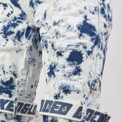 LOCKED & LOADED LNL Shorts - Strapped Denim - Acid Wash With White And Blue - LLDS421101