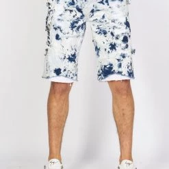 LOCKED & LOADED LNL Shorts - Strapped Denim - Acid Wash With White And Blue - LLDS421101