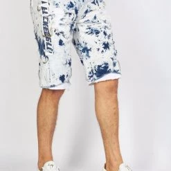 LOCKED & LOADED LNL Shorts - Strapped Denim - Acid Wash With White And Blue - LLDS421101