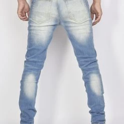 Politics Jeans - Distressed With Paisley Ribbing - Medium Blue - PLTKS0521665