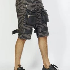 LOCKED & LOADED LNL Shorts - Strapped W/ Leather - Dark Grey And Black Zebra - LDS421103