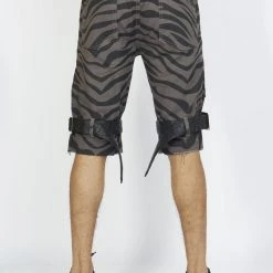 LOCKED & LOADED LNL Shorts - Strapped W/ Leather - Dark Grey And Black Zebra - LDS421103