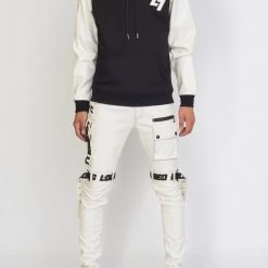 LOCKED & LOADED Shop All LNL Jeans - Leather - White And Black - LLPU1025102