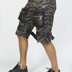 LOCKED & LOADED LNL Shorts - Strapped W/ Leather - Dark Grey And Black Zebra - LDS421103
