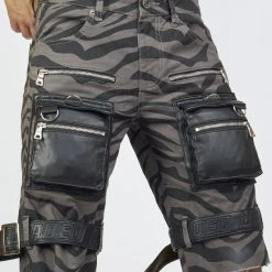 LOCKED & LOADED LNL Shorts - Strapped W/ Leather - Dark Grey And Black Zebra - LDS421103