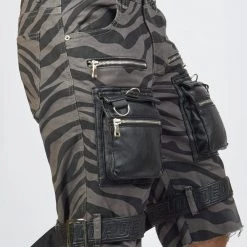 LOCKED & LOADED LNL Shorts - Strapped W/ Leather - Dark Grey And Black Zebra - LDS421103