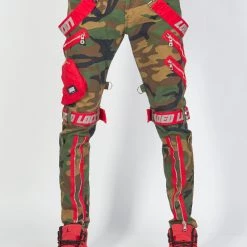 LOCKED & LOADED LNL Jeans - Straps And Pocket - Camo, Red, And Reflective - LLTP103