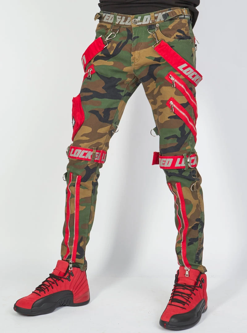 LOCKED & LOADED LNL Jeans - Straps And Pocket - Camo, Red, And Reflective - LLTP103 2 LOCKED & LOADED LNL Jeans - Straps And Pocket - Camo, Red, And Reflective - LLTP103
