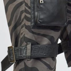LOCKED & LOADED LNL Shorts - Strapped W/ Leather - Dark Grey And Black Zebra - LDS421103