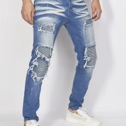 Politics Jeans - Moto Ribbed - Medium Blue - PLTKS0521513 Shop All