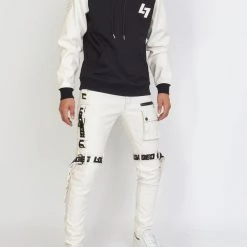LOCKED & LOADED Shop All LNL Hoodie - Leather - Black And White - LLFZ1025102