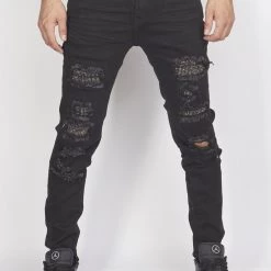 Politics Jeans - Distressed With Stones - Black And Silver - PLTKS0521565 Shop All