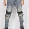 Politics Jeans - Biker With Leather Ribbing - Vintage And Black - PLTKS0521566 Shop All