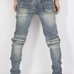 Politics Jeans - Biker With Leather Ribbing - Vintage And Black - PLTKS0521566 Shop All