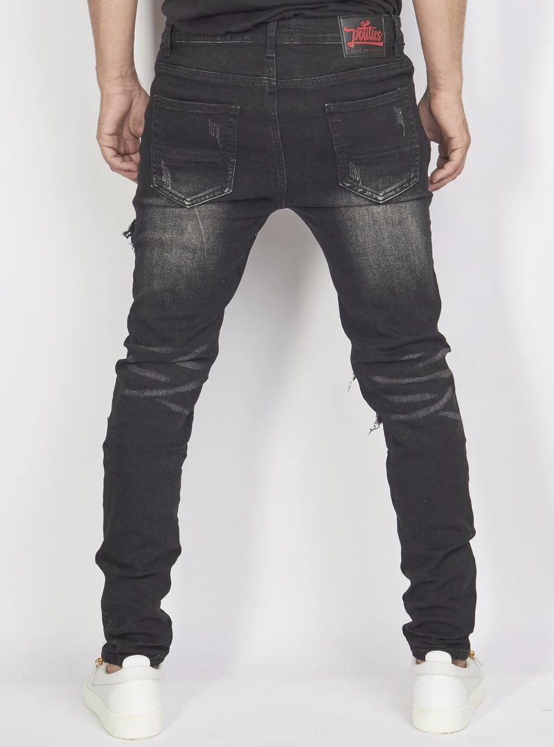Politics Jeans - Distressed With Paisley Ribbing - Black - PLTKS0521660 Shop All 3 Politics Jeans - Distressed With Paisley Ribbing - Black - PLTKS0521660 Shop All