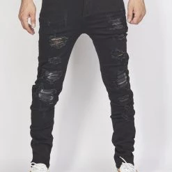 Shop All Politics Jeans - Distressed With Ribbing - Black - PLTKS0521664