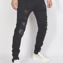 Shop All Politics Jeans - Distressed With Ribbing - Black - PLTKS0521664
