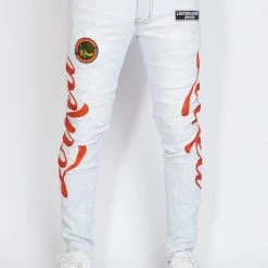 LOCKED & LOADED LNL Jeans - Chain Stitch - Light Wash And Orange - LLCHSE1025251 Shop All