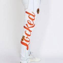 LOCKED & LOADED LNL Jeans - Chain Stitch - Light Wash And Orange - LLCHSE1025251 Shop All