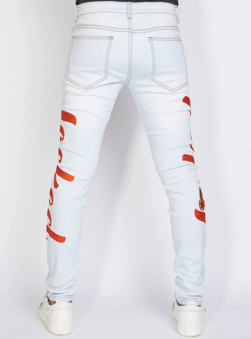 LOCKED & LOADED LNL Jeans - Chain Stitch - Light Wash And Orange - LLCHSE1025251 Shop All 4 LOCKED & LOADED LNL Jeans - Chain Stitch - Light Wash And Orange - LLCHSE1025251 Shop All
