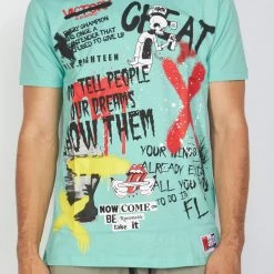 BUYER’S CHOICE Buyer's Choice T-Shirt - Skeleton Graffiti - Aqua - ST 7503 Shop All