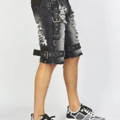 LOCKED & LOADED LNL Shorts - Strapped Denim - Black Stone Wash - LDS421101