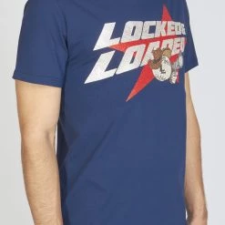 LOCKED & LOADED LNL T-Shirt - Heavy Hitta - Silver And Red On Navy - 101 Shop All