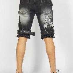 LOCKED & LOADED LNL Shorts - Strapped Denim - Black Stone Wash - LDS421101 20 LOCKED & LOADED LNL Shorts - Strapped Denim - Black Stone Wash - LDS421101
