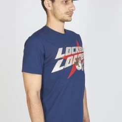 LOCKED & LOADED LNL T-Shirt - Heavy Hitta - Silver And Red On Navy - 101 Shop All