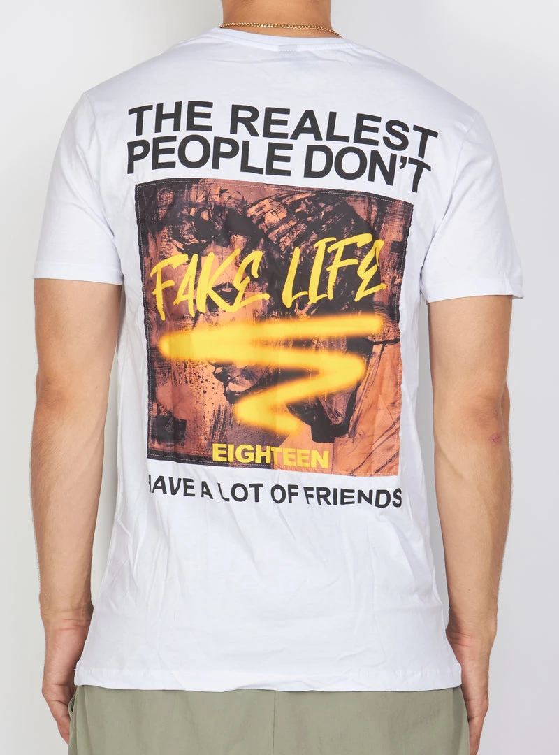 BUYER’S CHOICE Buyer's Choice T-Shirt - Fake Life - White - PA 7706 2 BUYER’S CHOICE Buyer's Choice T-Shirt - Fake Life - White - PA 7706