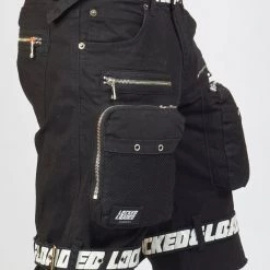 LOCKED & LOADED Shop All LNL Shorts - Strapped - Black With White - LDS421102