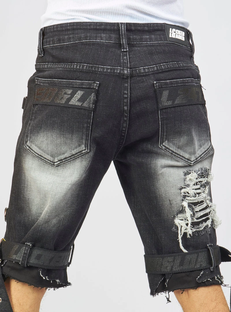 LOCKED & LOADED LNL Shorts - Strapped Denim - Black Stone Wash - LDS421101 12 LOCKED & LOADED LNL Shorts - Strapped Denim - Black Stone Wash - LDS421101