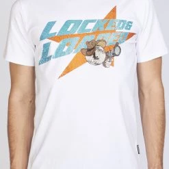 LOCKED & LOADED LNL T-Shirt - Heavy Hitta - Aqua With Orange On White - 103 Shop All