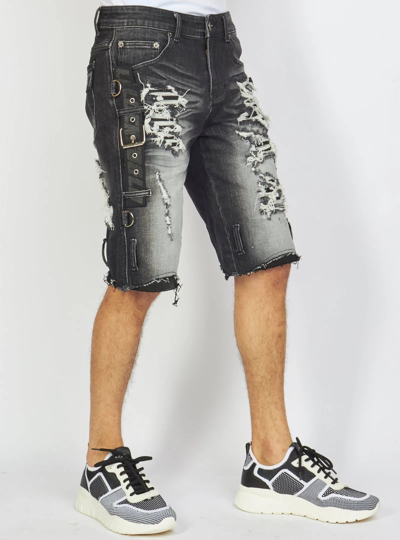 LOCKED & LOADED LNL Shorts - Strapped Denim - Black Stone Wash - LDS421101 15 LOCKED & LOADED LNL Shorts - Strapped Denim - Black Stone Wash - LDS421101