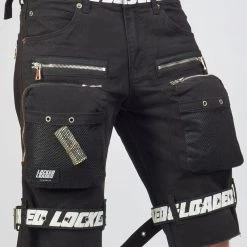 LOCKED & LOADED Shop All LNL Shorts - Strapped - Black With White - LDS421102