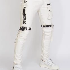LOCKED & LOADED Shop All LNL Jeans - Leather - White And Black - LLPU1025102
