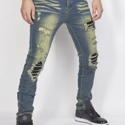 Politics Jeans - Distressed With Ribbing - Vintage With Black - PLTKS0521671