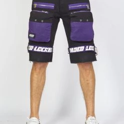 LOCKED & LOADED Shop All LNL Shorts - Strapped - Black And Purple - LDS421102
