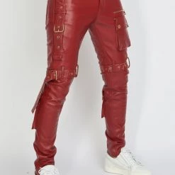LOCKED & LOADED LNL Jeans - Leather - Dark Red - LLPU1025103