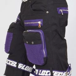 LOCKED & LOADED Shop All LNL Shorts - Strapped - Black And Purple - LDS421102