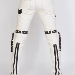 LOCKED & LOADED Shop All LNL Jeans - Leather - White And Black - LLPU1025102